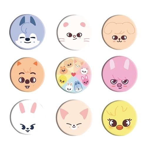 Image of Roffatide Stray 9pcs Badges Set SKZoo Pins Skz Merch Kpop Fan Item Gift for STAY Women Men Accessories for Backpack Jacket Hat Style A