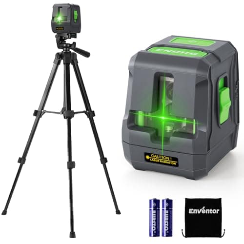 Image of Enventor Laser Level with Tripod, 25M/82ft Green Beam Cross Line Laser Level, Laser Levels Self Leveling with 2 Lines Horizontal/Vertical, 2 Mode Manual/Self-Leveling, IP54, 2 xAA Batteries