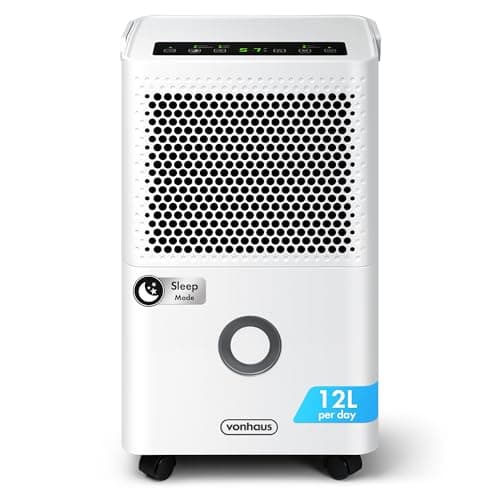 Image of VonHaus Dehumidifier 12L/Day, 1.5L Water Tank – Moisture Extraction Machine For Damp, Condensation, Laundry/Clothes Drying, Prevents Mould & Smells – For Home, Bedroom, Utility Room & More