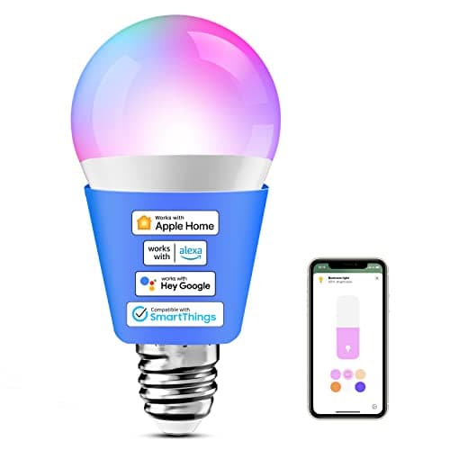 Image of meross Smart Bulb Alexa Light Bulb E27 Works with Apple Homekit, Alexa, Google Home,Voice Control Dimmable Multicolor LED Light Bulb 9W (60W Equivalent), 1 Pack, RGB