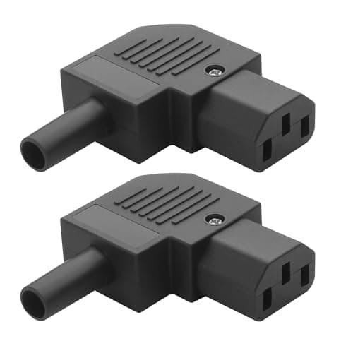 Image of YACSEJAO 90 Degree IEC C14/C13 Power Connector Adapter 2Pcs 250V/10A Rewireable C14 C13 Male Female AC Power Plug Socket (Right Angle, Female)