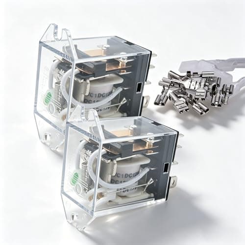 Image of 2 PCS DC 24V Coil Relays 2NO 2NC DPDT Module 8 Pin 10A LED Indicator Electromagnetic Power Relay with Wire Terminal