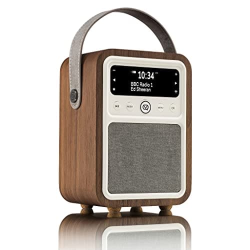 Image of VQ Monty Portable DAB Radio Alarm Clock - Digital FM Radio with Bluetooth - Rechargeable Radio with Bluetooth Speaker - Dual Alarm DAB+ Radio Bedside with 60 Presets - Walnut