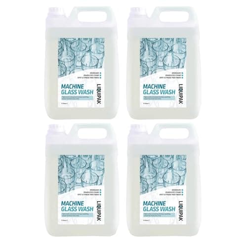 Image of Liquipak Machine Glass Wash 4x5L – Automatic Glasswash Machine Liquid Cleaner & Detergent. Powerful industrial formula for bars, restaurants & catering glassware.