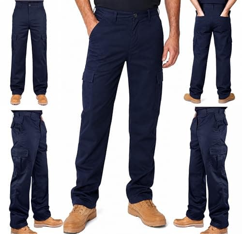 Image of Roadmaster Men's Hard Wearing Cargo Combat Builders Warehouse Workwear Trouser, Black, 34 - Regular