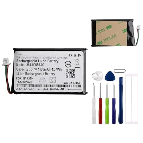 Image of E-yiiviil 361-00056-00 Replacement Battery 1100 mAh / 3.7 V Compatible with Garmin DriveSmart 5, 50 LMT-D, 51 LMT-D EU, 55, 61 LMT-S, 65 GPS Navigation Navigation with Tools