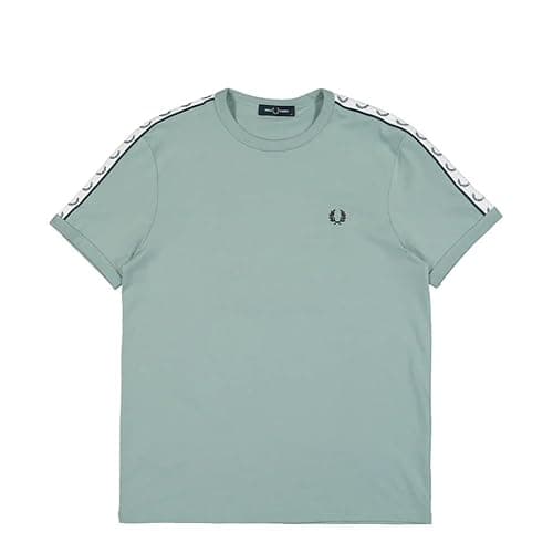 Image of Fred Perry Mens Taped Ringer T Shirt M4620 100% Cotton in Pale Green Size XL Extra Large