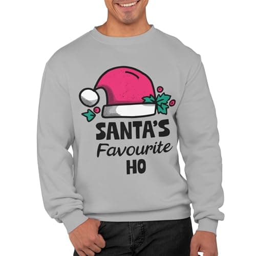 Image of Graphic Impact Santas Favourite Ho Unisex Christmas Sweatshirt For Adults Funny Ugly Rude Novelty Xmas Jumper Festive Sweater Men Women Age Sweat Advent Accessories (Heather Grey, XXL)