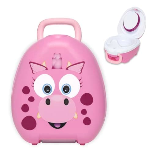 Image of My Carry Potty - Travel Potty, Award-Winning Portable Toddler Toilet Seat for Kids to Take Everywhere (Pink Dragon)