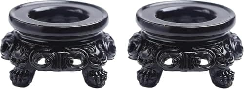 Image of Ymhapp 2 Pcs Black Wooden Display Stand for Crystal Sphere Quartz Ball Holder Hollow Wood Stand Base for Crystal Ball Sphere Globe Stone Decoration Display Pedestals