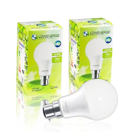 Image of LOWENERGIE LED Light Bulbs 10W Bayonet B22 Warm White 3000K A60 GLS Lamps – Pack of 2 Energy-Saving Everyday Lighting [Energy Class F]