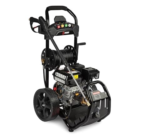 Image of Bimson Power Petrol Pressure Washer UK Jet Wash 2900 PSI / 180 Bar, 30 meter Hose, Power Washer with 5 Spray Nozzles, Detergent tank 6L, High Pressure Washer, Portable, 2 Year Warranty