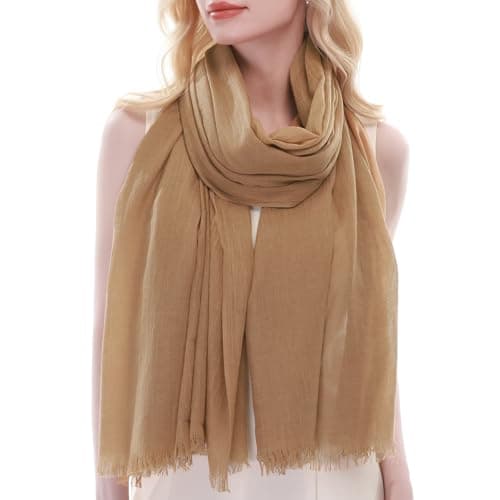 Image of RIIQIICHY Camel Scarf for Women Ladies Lightweight Scarves Pashmina Shawls Wraps Wedding Head Neck Scarfs