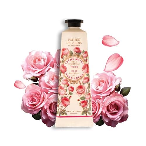 Image of Panier des Sens - Hand Cream Rose for Dry Skin 30ml - Pink Mini Hand Cream, Moisturizing - Shea Butter & Olive Oil - Hand Care Made in France - 97% Natural Ingredients