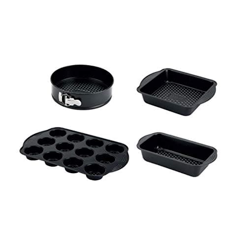 Image of PRESTIGE, Aerolift, 4 Piece Bakeware Set, Non stick, Cushion Base, Fridge Freezer & Dishwasher Safe, Carbon Steel, 9 Springform Tin, 8 Square Cake Tin, 12 Cup Muffin Tin, 9 x 5 Loaf Tin, 4 Piece Set