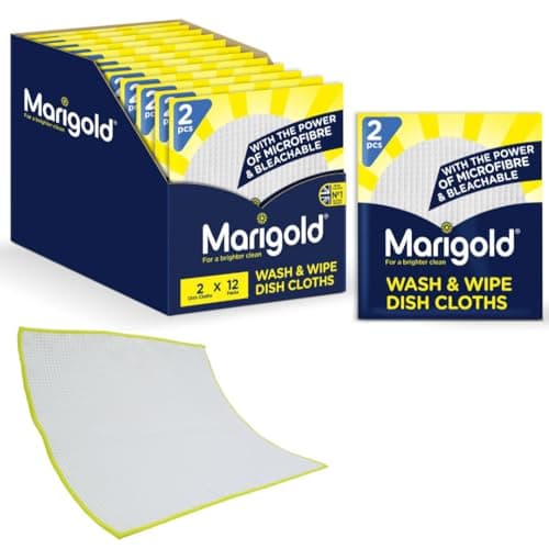 Image of Marigold Wash and Wipe Kitchen Cloth, 12 Packs of 2 Cloths, White