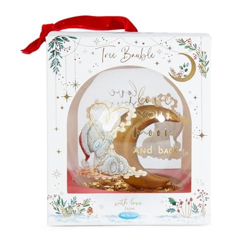 Image of Me to You Tatty Teddy Moon And Back Christmas Tree Bauble Decoration - Signature Collection, Red, Gold
