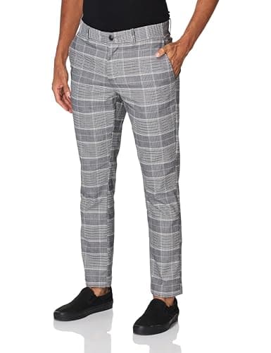 Image of Original Penguin Men's Slim Fit Plaid Pant, True Black, 36W x 32L