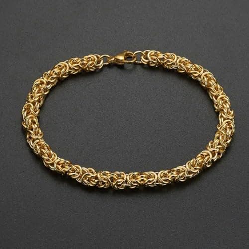 Image of 6/8/10mm Stainless Steel Gold Byzantine Chain Men's Women's Bracelet Gift 7-11''