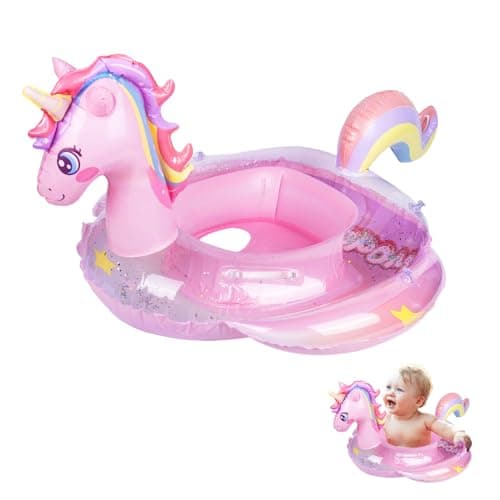 Image of Baby Swimming Float, Baby Inflatable Pool Float with Seat for 6-36 Months, Baby Girl Inflatable Baby Swimming Ring Pool Float for Infant Toddler Kids 1-3 Years (Pink Unicorn)