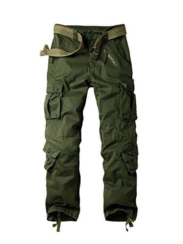 Image of Aeslech Mens Cargo Work Combat Trousers Army Military Pants with 8 Pockets Casual Cotton Workwear Army Green 30
