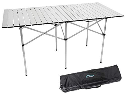 Image of Andes Folding Aluminium Camping Table, Outdoor Picnic/Hiking/BBQ Table, Carry Bag Included, 140 x 70 x 70cm