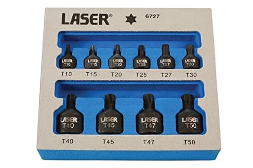 Image of Laser 6727 Low Profile Impact Star Socket Bit Set 1/4"D, 3/8"D 9pc, Silver