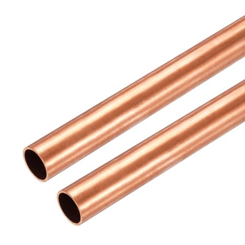 Image of sourcing map Copper Round Tube, 15mm OD x 1mm Wall Thickness x 100mm(4") Length Pure Copper Tube Seamless Metal Straight Pipe Tubing for DIY Crafts Industry Construction(Pack of 2)