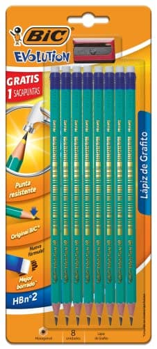 Image of BIC Evolution Original, Erasable HB Graphite Pencils with Eraser and Ultra Resistant Lead, Environmentally Friendly, Pack of 8