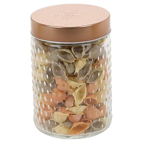 Image of Hermetic Airtight Round Glass Food Storage Jars Canisters Containers with Copper Coloured Lid