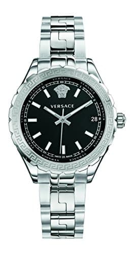Image of Versace Women's Analogue Swiss Quartz Watch with Stainless Steel Bracelet and Black Dial Hellenyium V12020015