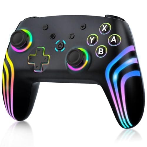 Image of MYSTILUCK Wireless Pro Controller for Switch/Switch 2/Lite/OLED/PC, Gamepad with 7 Color Changing RGB Lighting/Hall Effect Trigger/Dual Vibration/Turbo, Ergonomic Designed Precise Joystick