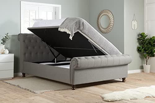 Image of Birlea Furniture Castello Side Ottoman Storage Bed, Fabric - Super King, Grey