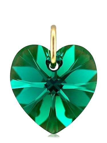 Image of Lua Joia 9ct Gold May Birthstone Pendant Only With Sparkly Emerald Charm Heart Crystal Jewellery for Women Gift for Girls, Mum, Wife, Birthday, Anniversary & Valentine’s