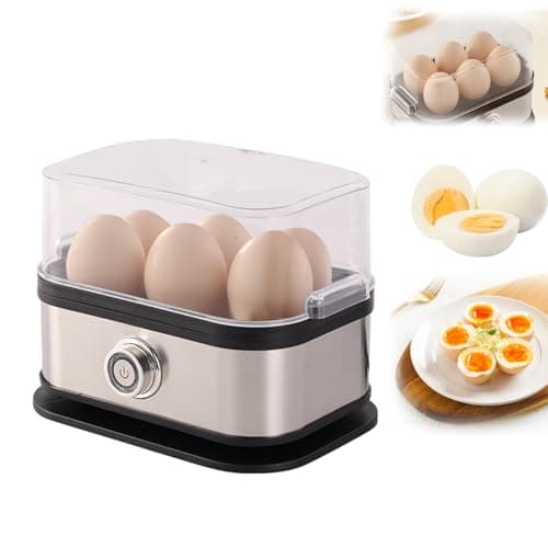 Image of Electric Multi Egg Cooker,Smart Egg Cooker with Auto Shut-Off, Hard & Poached Eggs, 6-Egg Capacity, Multifunctional Stainless Steel Food Steamer for Dumplings, Veggies,Easy Clean (A)