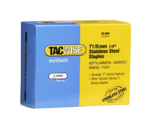 Image of Tacwise 1014 Type 71 / 6 mm Stainless Steel Upholstery Staples, Pack of 20,000