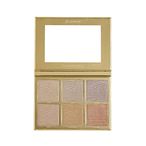 Image of Sigma Beauty GlowKissed Highlight Palette - Highlighted Warm Tones - Golden Hour Glow Vibes - 6 Highlighter Shades, Mirror Included - Cruelty-Free, Vegan Highlighter Makeup Palette