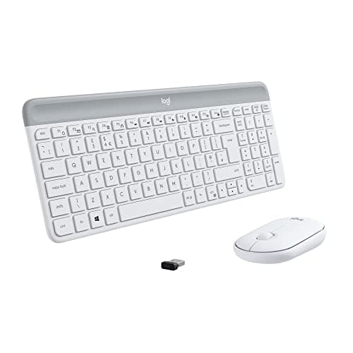 Image of Logitech Slim Wireless Keyboard and Mouse Combo MK470, QWERTY US International Layout - White