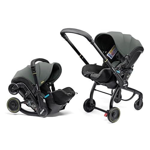 Image of Doona X Baby Car Seat & Travel Stroller - Convertible 0+ Car Seat and Pram with 3 Recline Positions - Ergonomic Pushchair and Travel System - ISOFIX Base Sold Separately (Slate Green)