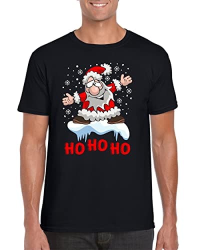 Image of Ho Ho Ho Christmas T-Shirt, Santa Christmas Ugly Christmas Adult Kids Men Women Gift Tee Top (Navy, XL)