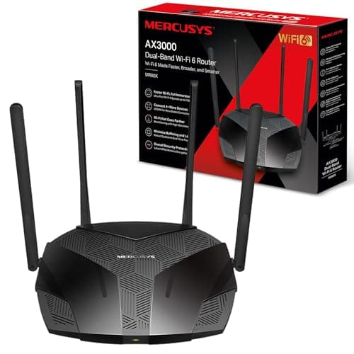 Image of MERCUSYS MR80X Dual Band WiFi 6 Router AX3000Mbps,High Speed Wireless Gaming Router for Xbox, PS4,Steam & 4K Streaming with 4 High Gain Antennas,Support VPN Sever,3 Gigabit LAN Ports,Qualcomm Chipset