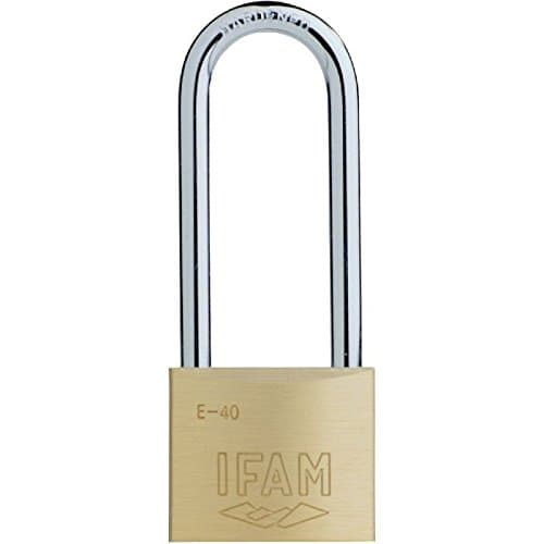 Image of Ifam E Series Extra Long Shackle 40mm Brass Padlock - Keyed to differ