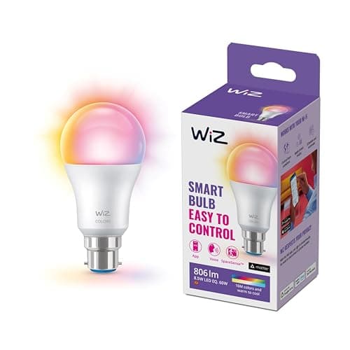 Image of WiZ Smart Colour Bulb, A60, 8.5W, Colour, Motion Sensor with App, Connected WiFi Works with Alexa, Google Assistant & HomeKit, App Control for Home Indoor Lighting, Bedroom, Energy Monitoring