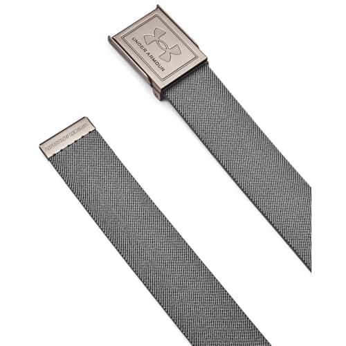 Image of Under Armour Men's Stretch Webbing Belt, Durable and Stretchy Men's Belt for Sports and Outdoor Pursuits, Essential Golf Gear with Adjustable Clasp,Castlerock/Black/Silver,OSFM