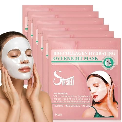 Image of Dr. Sheen Organic Colagen Face Mask at Night 6 Pack Korean Hydrogel Face Mask, Moisturizing Collagen Face Mask for All Skin Types, Anti-Aging Face Masks
