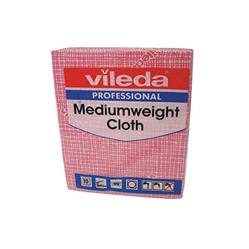 Image of Vileda VIL04871 106400 Medium Weight Cloth, Red (Pack of 10)