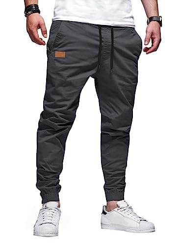 Image of Meilicloth Mens Joggers Casual Cargo Work Trousers Men Cotton Sweatpants Jogging Tracksuit Bottoms Drawstring Outdoor Pants