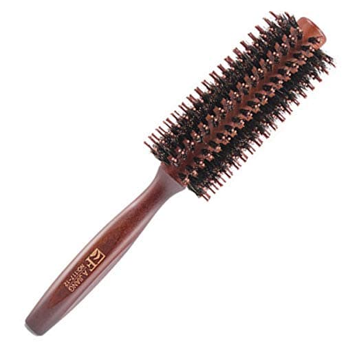 Image of Wooden Round Hair Brush Natural Boar Bristle Hairbrush Anti Static Hairbrush for Hair Styling, Drying, Curling, Adding Hair Volume and Shine