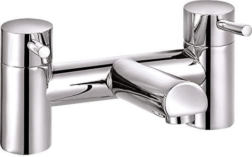 Image of VeeBath Dixon Round Bath Filler Taps, Bathroom Waterfall Bath Filler Mixer Tap Double Lever Tub Tap- Chrome