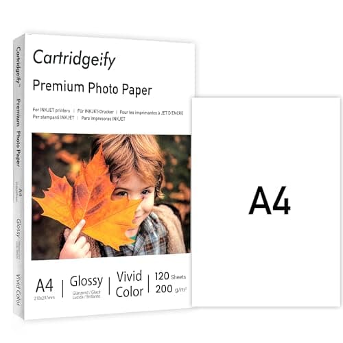 Image of Cartridgeify Inkjet Photo Paper Glossy, A4 210 x 297 mm, 200 GSM, 100 Sheets, Premium Photographic Paper, Universally Compatible with Epson Canon Brother HP Inkjet Printers & Many More